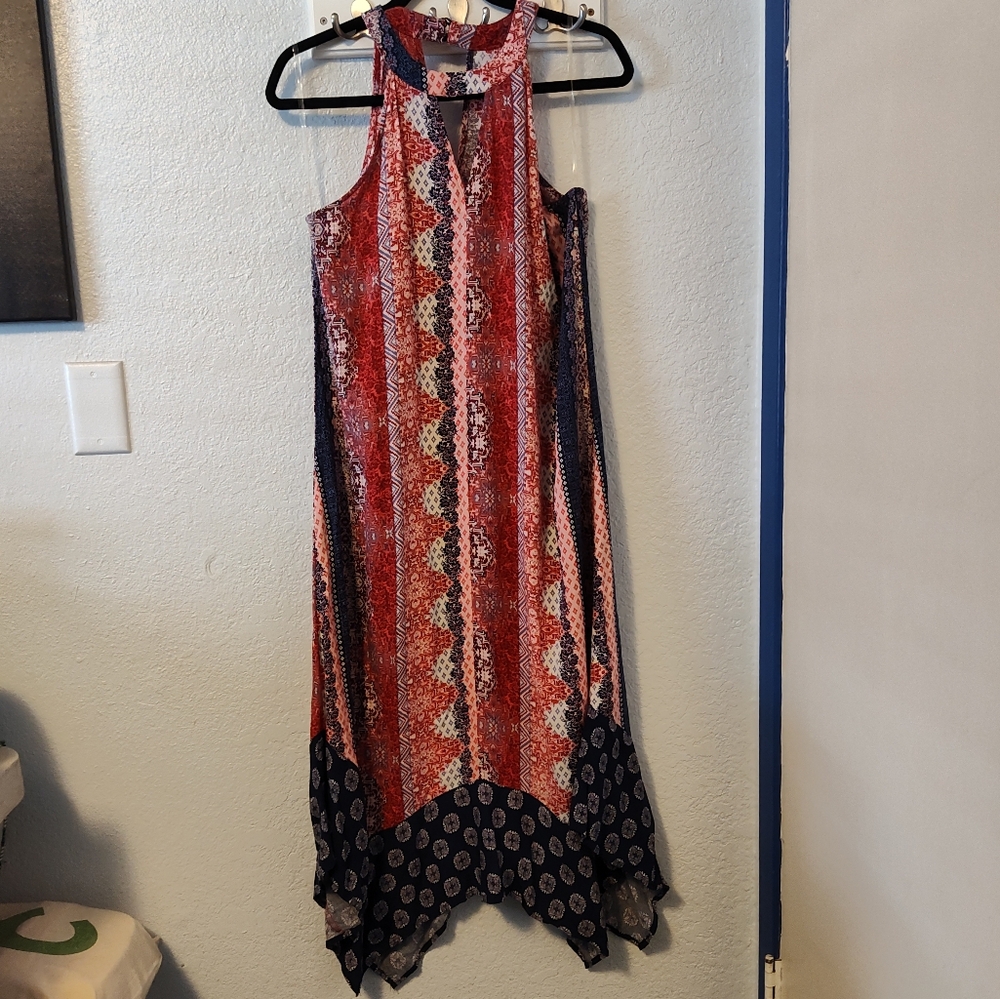 Red Blue & White Hanky Hem Dress from Maurices Size Lg